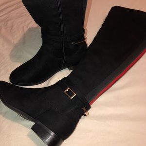 Suede Striped Knee High Boots